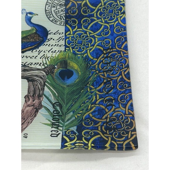 Michael Design Works Peacock‎ Trinket Glass Tray 6 3/4" Diameter GAR2-250 - Picture 6 of 7